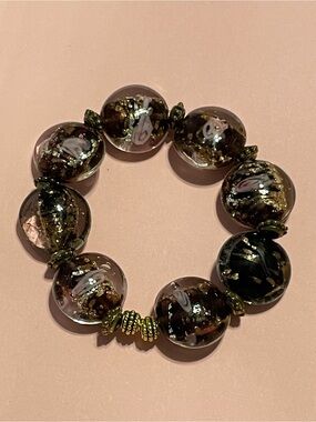 Murano Art Glass Bead Stretch Bracelet #6458 💎